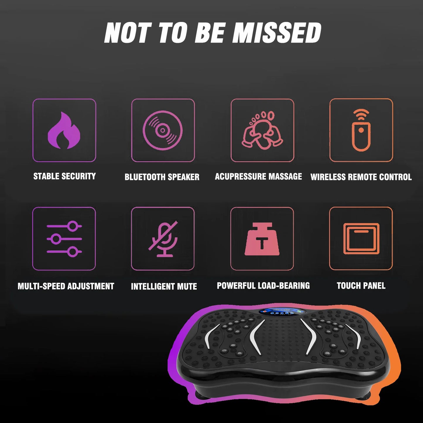 Machine d’exercice à plaque vibrante Brûler les graisses Entraînement complet du corps Puissance Vibration n Bandes de résistance Équipement de remise en forme Perte de poids